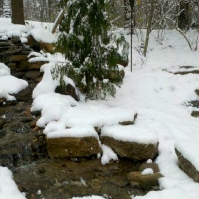 Pondless waterfall after a snow