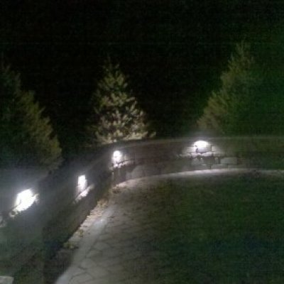 Oxford series patio, Bedford Seat wall with columns with LED lighting 