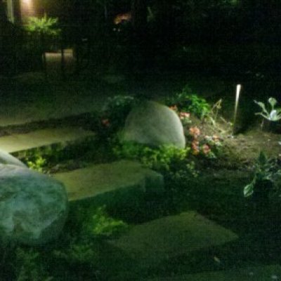 LED Path lights illuminate steps at night