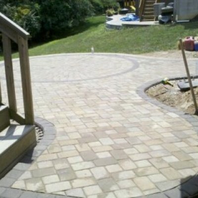 Custom circle kit cut and set into patio