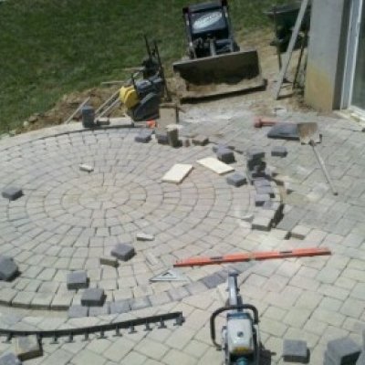 Custom circle kit cut and set into patio