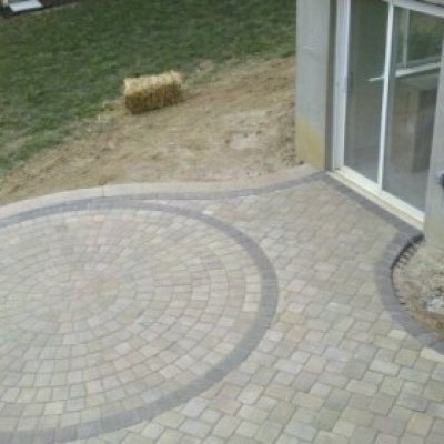 Custom circle kit cut and set into patio