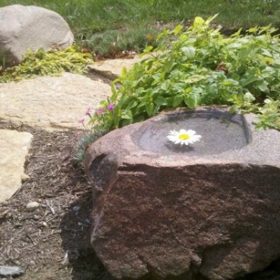 Rock bird bath