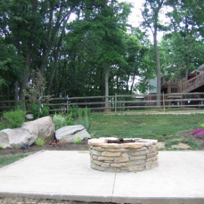 Stone Fire Pit & Landscaping Boulders