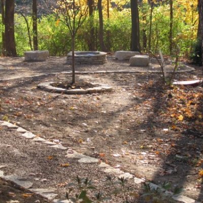 Stone Fire Pit and Walkway