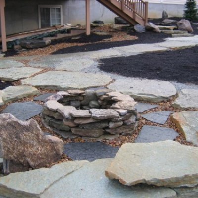 Stone Fire Pit & Pathways