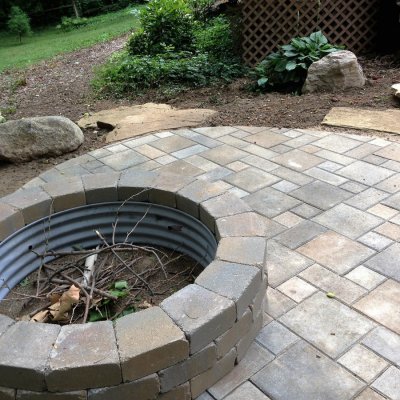 Concourse Pavor Patio Natrual Sandstone Steps Bedford Firepit