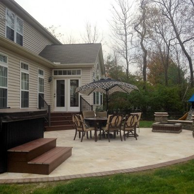 Travertine Patio Bellwood Wall With Cordovan Banding Travertine Caps Custom Firepit