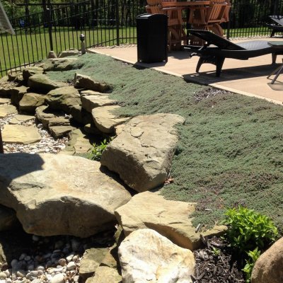 Stacked Sandstone Boulder Wall