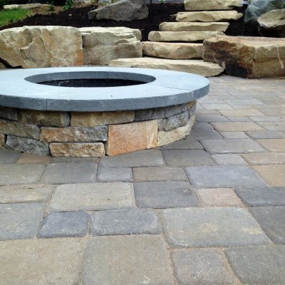 Custom Stone Fire Pit Pennsylvania Blue Caps