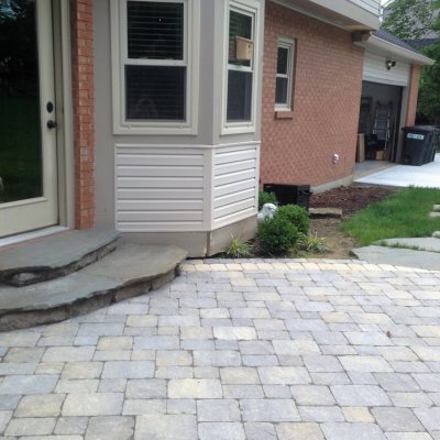 Coldstream Patio Bellwood Steps Illregular Pennsylvania Blue Flagstone Caps