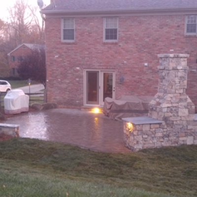 Custom Outdoor Space: Paver Patio, Seatwall, Fireplace