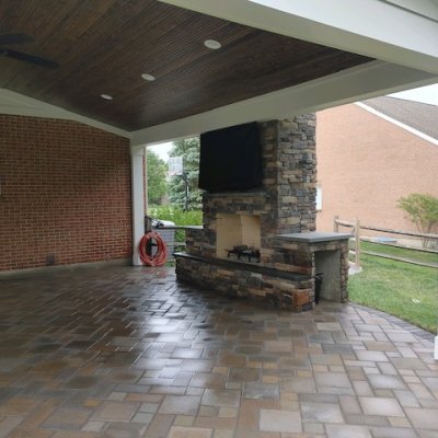 Fireplace with mounted TV